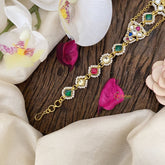 Vriksham Designer Kundan Jadau Sheeshphool-Red Green & White-J2763